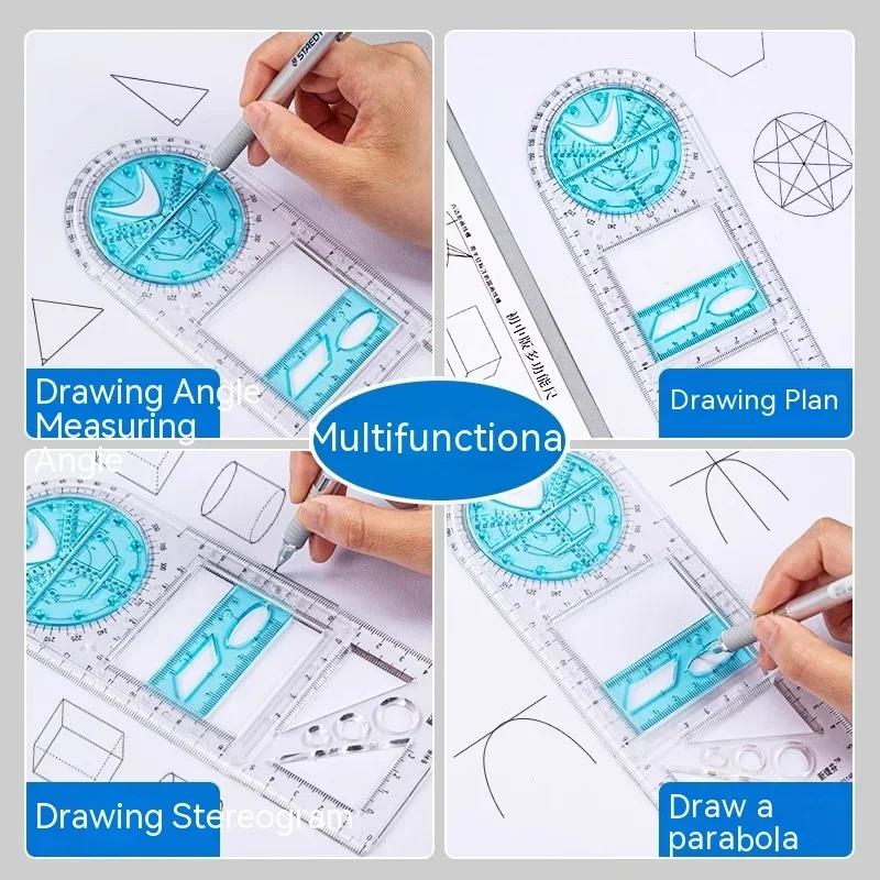 Rotatable Fast Drawing Template Ruler Professional Geometry Protractor Mathematics Drafting Tools Student Stationery Supplies