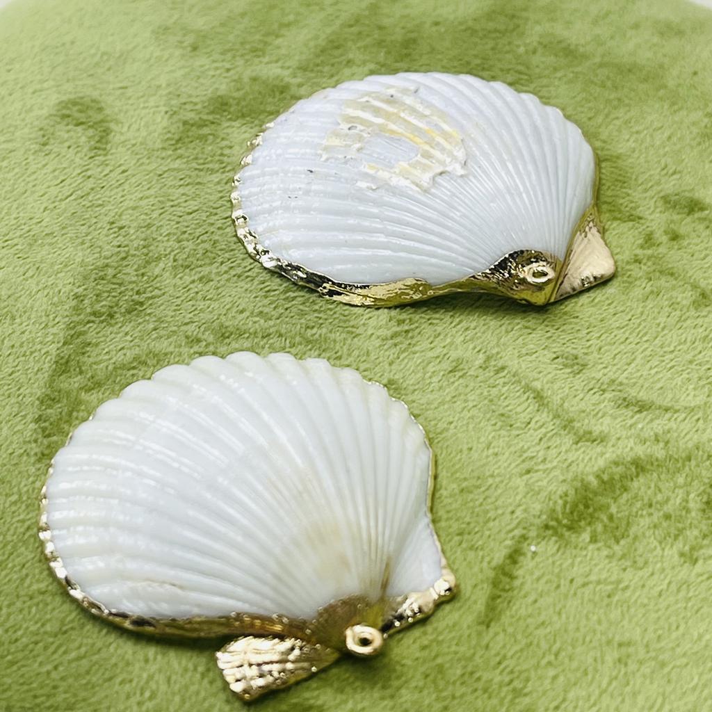 10 шт., Подвески-шармы из белой натуральной ракушки, сплав цинка, с золотистым краем, для DIY, аксессуары для унисекс-ожерелья, креативное изготовление ювелирных изделий, декор для возвращения в школу