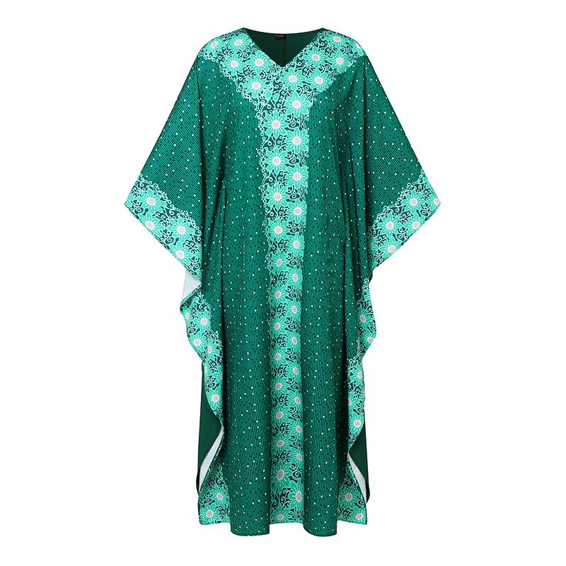 Женское платье больших размеров с круглым вырезом и длинными рукавами с принтом