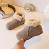 Girls' Fashionable Snow Boots, Comfortable New Children's Retro Furry Short Boots, Fleece-Lined Flat Winter Cotton Shoes