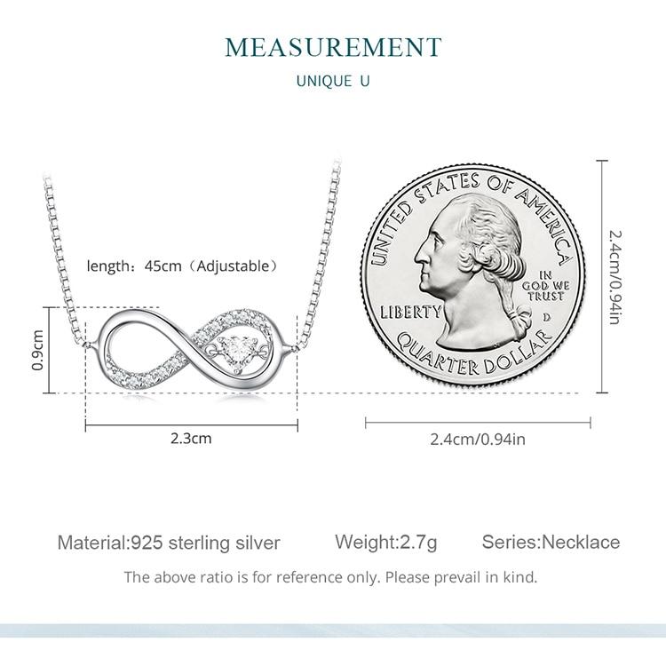 BAMOER Infinity Love Family Forever Short Chain Necklace for Women Clear CZ 925 Sterling Silver Fashion Jewlery