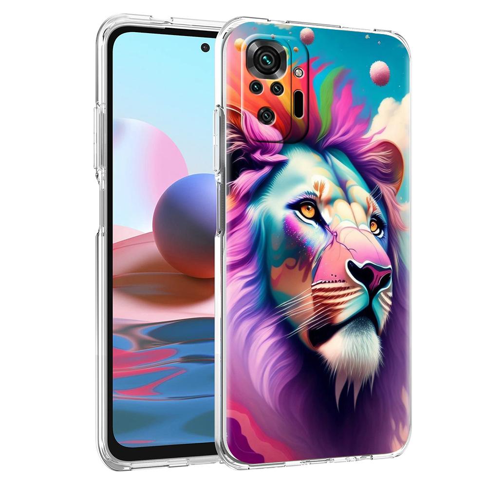 Красочный прозрачный чехол со львом для Redmi 13C 12C 10C Note 13 12 11 11T K40 Gaming Plus Pro 4G 5G, мягкий чехол-бампер, чехол-сумка
