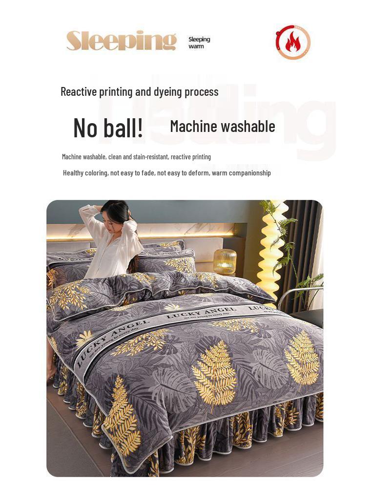 G5Z9 Jin Double-Sided Thickened Velvet Four-Piece Bedding Set for Weddings
