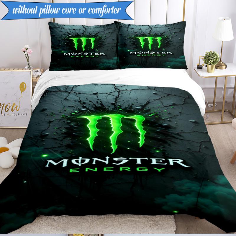 3PCS Monster Drink Bedding Set,Including 1pc Duvet Cover And 2pcs Pillowcases Perfect for Bedroom, Dormitory, Fan Christmas gift