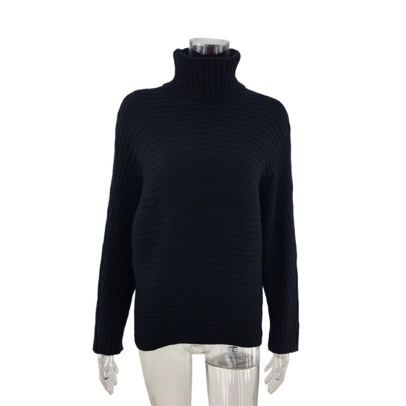 IHUASU Женский осенне-зимний трикотаж, свободный, большого размера, однотонный, с высоким воротом, модный свитер