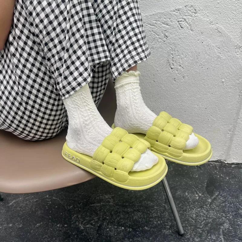 2025Women's New Slippers Fashion Hollow Design Platform Slippers Soft Sole Home Shoes Leisure Non-slip Outdoors Women Shoes
