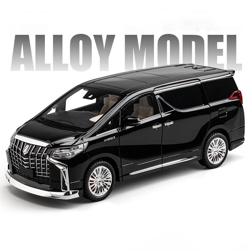 New 1:18 Toyota Alphard MPV Oversized Alloy Model Car Toy Die-cast Metal Casting Sound and Light Car Children Automatic Door Alloy Car Boy Gift