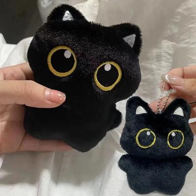 1/2 шт. Милая плюшевая игрушка-кукла в виде черного кота, маленький кулон, мягкая подушка-подушка, плюшевая игрушка-кукла черного кота для подарков на день рождения для мальчика девочки