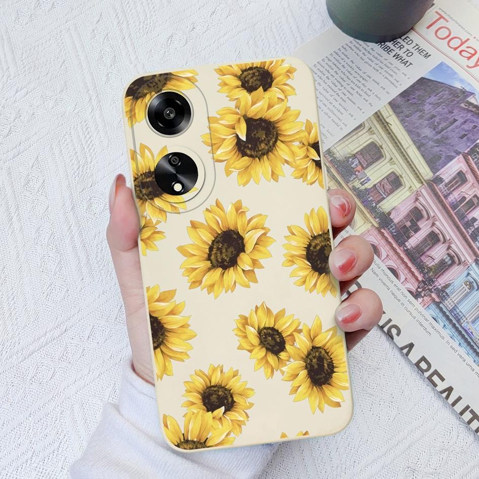 Красивый чехол для телефона с подсолнухом для Oppo A11 A1K A1 A7 A15 A55 A35 A52, квадратный жидкий силикон, высококачественный чехол с защитой от отпечатков пальцев для Oppo