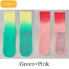 2 пары градиентных носков для йоги для женщин, спортивные носки, хлопковые носки средней длины, махровые, нескользящие, для занятий фитнесом в помещении, носки-гольфы для спортзала, пилатеса