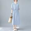 Summer Ethnic Style Cotton and Linen Dress Women's Waist Embroidered Mother Skirt Loose Temperament Linen Skirt