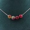 Stones and Minerals. Necklace 4 Beads Two-tone Tourmaline 8 Mm Stainless Steel Chain Necklace for Women, Men. Custom Size