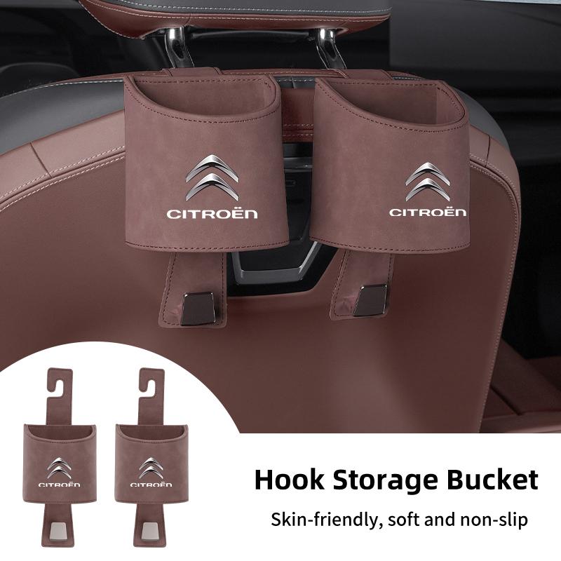 Car Fur Seat Back Water Cup Holder With Hook Drink Rack Storage Pocket For Citroen C4 C3 C5 C1 C2 Berlingo Celysee Cactus