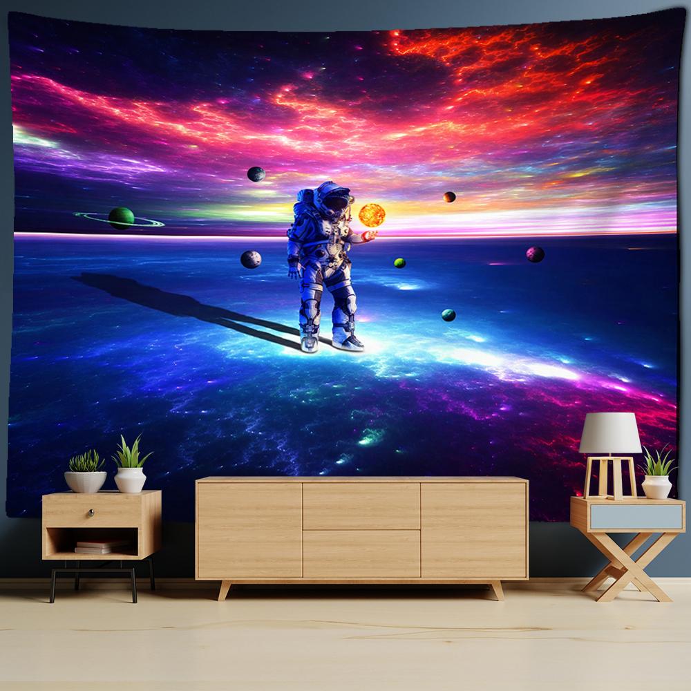 Астронавт Вселенная Луна Гобелен Настенный Гобелен Бохо Хиппи Тапиз Гостиная Эстетика Комната Домашний Декор