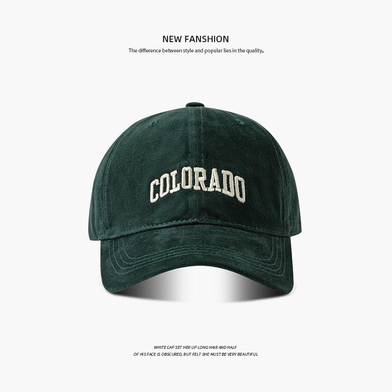 Women's Fashion Wide-Brim Embroidered Baseball Cap – Deep Coffee, Spring/Autumn, Japanese Style