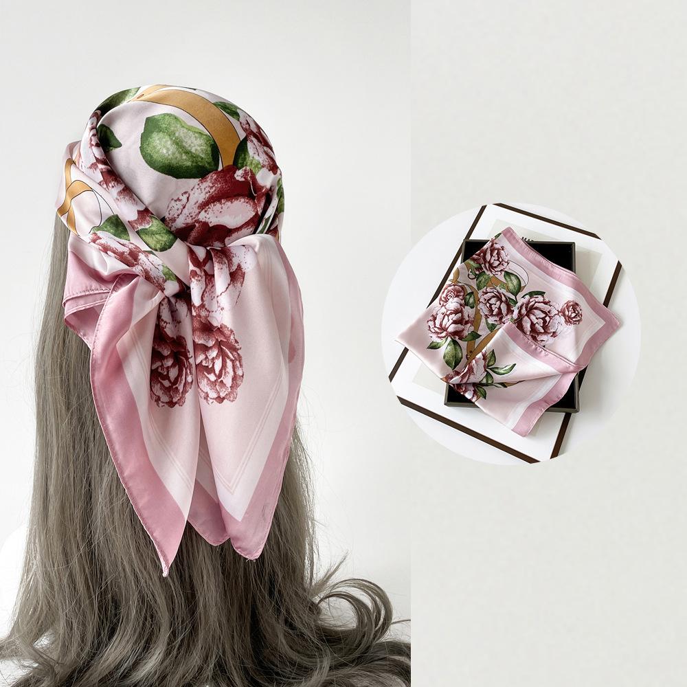 Весенне-летний атласный длинный шарф для женщин, солнцезащитная шаль, модный атласный длинный шарф для красоты, универсальный дорожный шарф