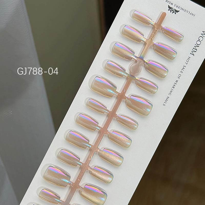 30 шт./лот короткие накладные ногти Aurora кошачий глаз чисто балерина украшения носимые накладные ногти полное покрытие типсы искусство