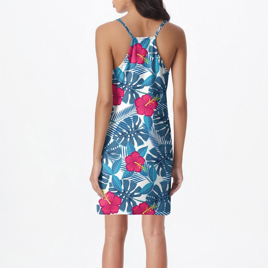 Женское платье-рубашка с принтом без рукавов и бретельками для работы и сна