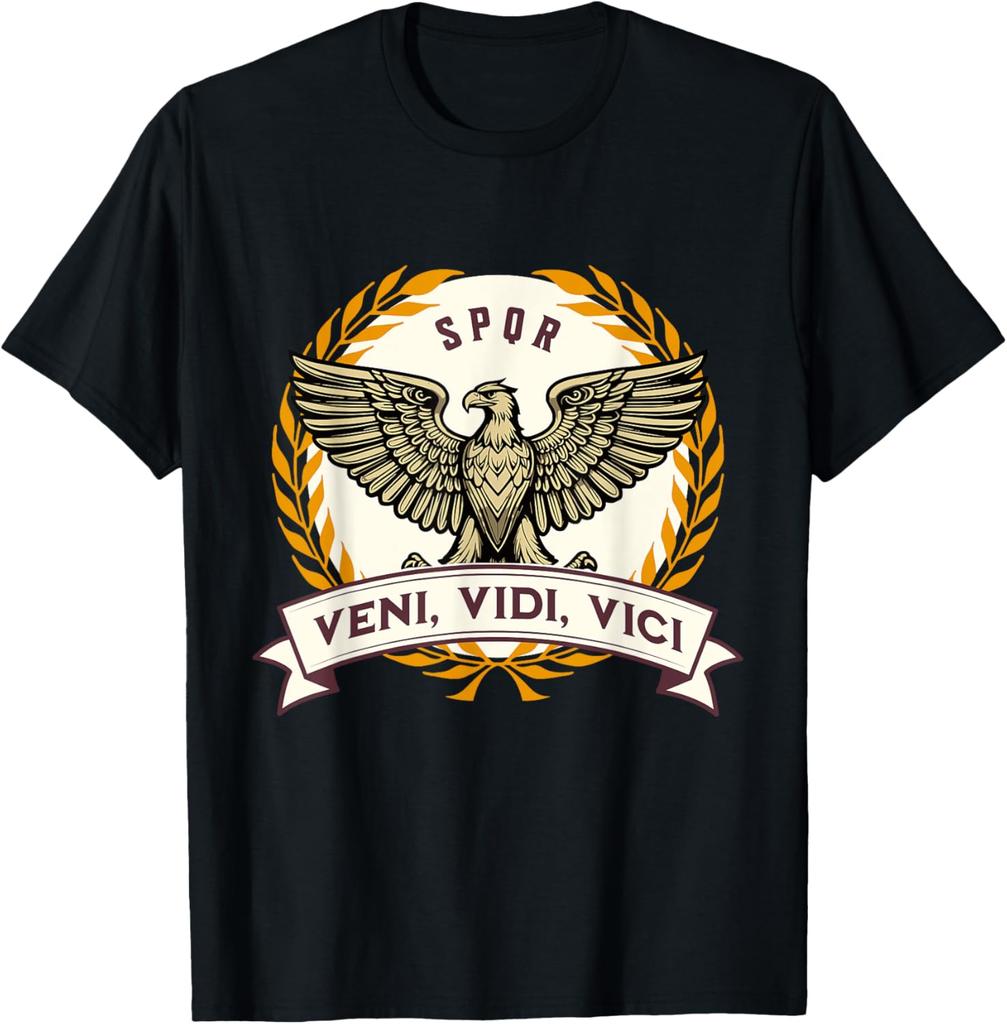Veni Vidi Vici Цитата Юлия Цезаря Древний Рим Футболка 100% Хлопок Круглый вырез Короткий рукав Летняя Повседневная Мужская Футболка Уличная мода