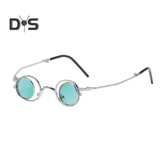 Круглые солнцезащитные очки с откидной оправой, маленькие круглые поляризованные очки для мужчин и женщин, ретро-панк, солнцезащитные очки UV400 для вечеринки в стиле рейв