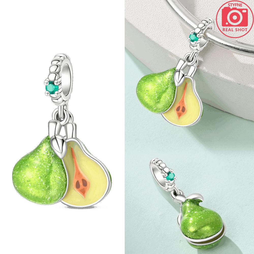 Изысканные оригинальные медные шармы-подвески в виде клубники, вишни, яблока, авокадо, фруктов, бусина, подходят для браслетов DIY, ювелирные изделия на день рождения, изысканный подарок