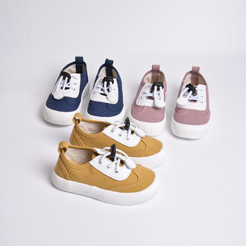 Children Canvas Shoes Spring Newest Lacing Girl'S Canvas Upper Sports Style Shoes Boys&Amp;Girls Soft Bottom Sneakers