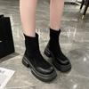 Fashion Retro Short Boots Women 2024 Autumn Round Toe Anti Slip New Style Thick Soled Comfort Wear-resistant Ankle Boots Elastic Boots