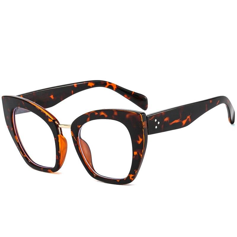 SO & EI ретро большие женские очки в оправе «кошачий глаз», модная прозрачная мужская оправа для очков с защитой от Blu-Ray, весенняя оптическая леопардовая оправа для очков