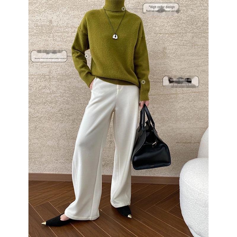 Sinan Simple Solid High-Collar Свободный тонкий мягкий трикотажный свитер SN6385