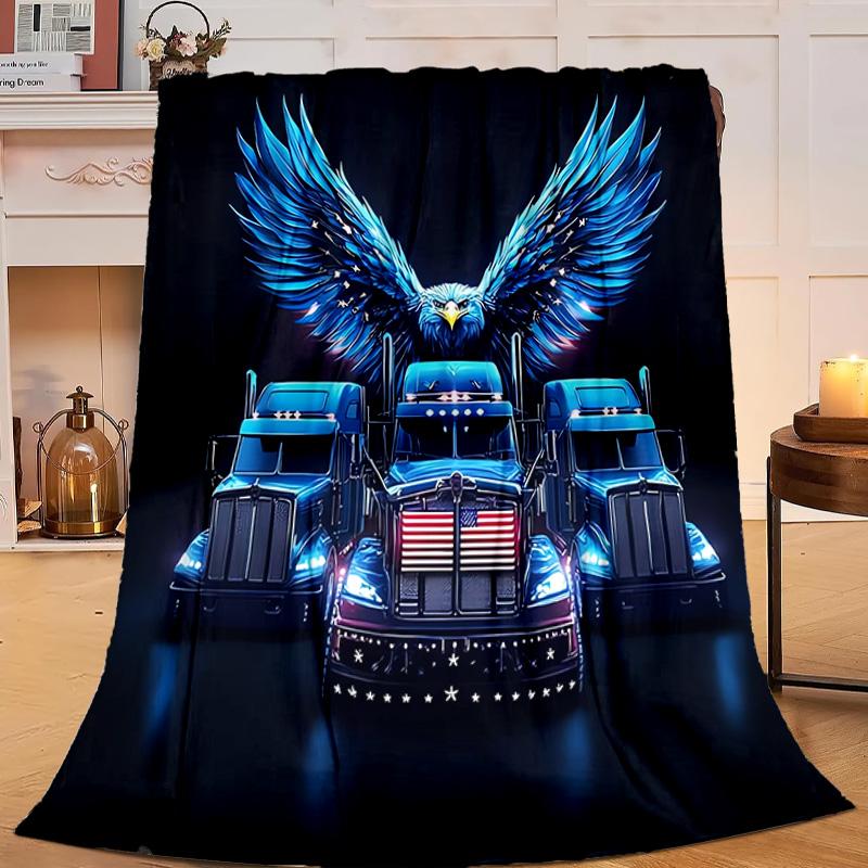 1PC Thunder Truck Journey Flannel Blanket Gift, Suitable for Both Men And Women, Soft Ideal for Beds And Sofa, Birthday Or Christmas Gift