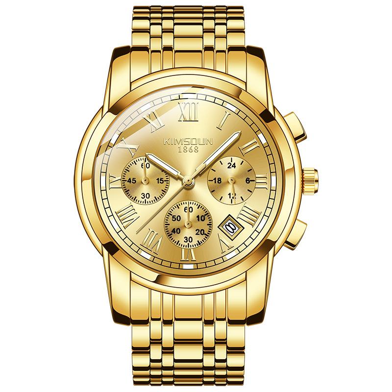 KIMSDUN Мужские часы Роскошные Оригинальные Кварцевые часы для Мужчин Водонепроницаемые Светящиеся Дата Нержавеющая сталь Хронограф Мода