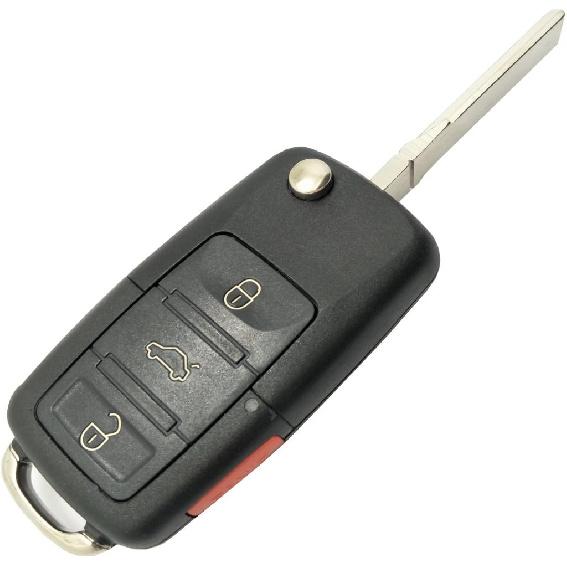 Сменный корпус ключа-брелока, подходит для VW Volkswagen Jetta Passat Golf Beetle Rabbit GTI CC EOS, 4 кнопки, бесключевой доступ, корпус пульта дистанционного управления с необрезанным лезвием
