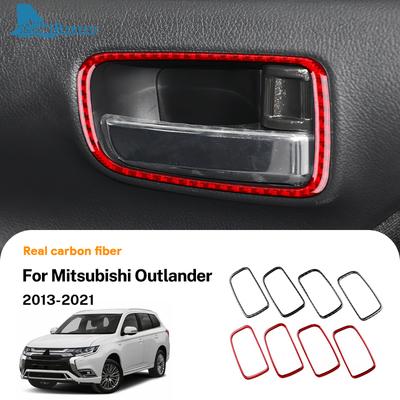 Для Mitsubishi Outlander 2013-2018 Наклейка из настоящей мягкой углеродной фибры Рамка внутренней ручки двери автомобиля LHD RHD Аксессуары