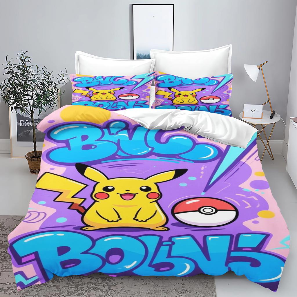 Comforter Pokémon Tuya Anime Home Bedroom Comforte Nordic Polyester Material Suitable For Children And Adults 3-Piece Set