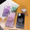 Чехол-подставка со стразами и эпоксидным покрытием в виде сердца для iPhone 17, 16 Pro Max и 14 Pro