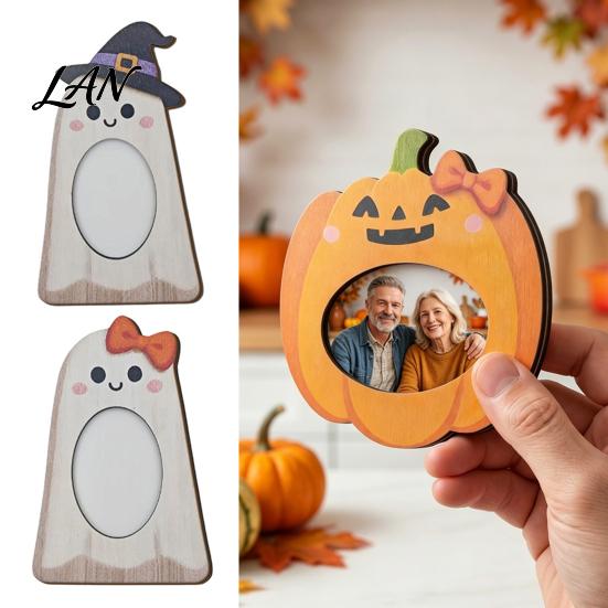 Cute Pumpkin Picture Holder Halloween Wooden Photo Frame, Pumpkin/Ghost Frame for Wall Creative Room Decor Hanging or Desktop Display, Personalized