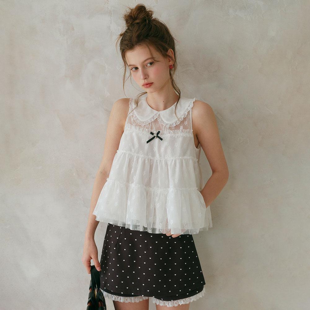CEST MOIDEW Cest_Lace Collar Layered Sleeveless Blouse