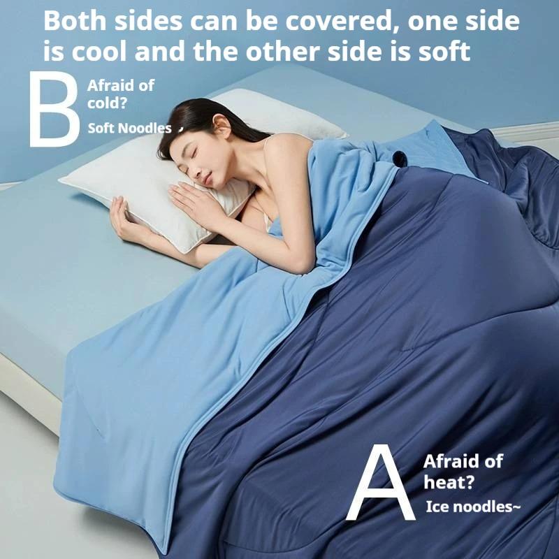 Летнее охлаждающее одеяло двустороннее для тех, кому жарко во сне - Легкое одеяло для кондиционера с шелковистой текстурой и дышащим чехлом, Одеяло для кровати