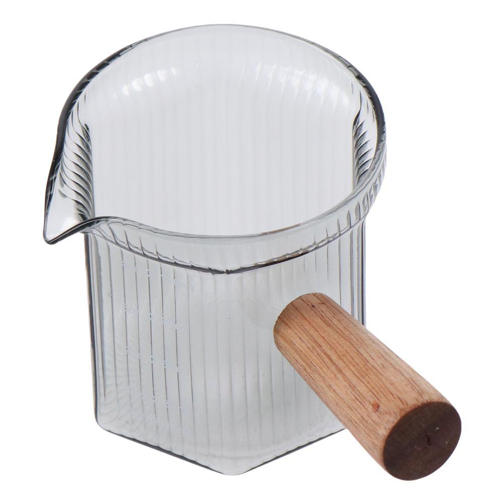 Чашка для эспрессо с деревянной ручкой, стеклянная мерная чашка, легко чистящаяся чашка для молока, порция эспрессо с молоком