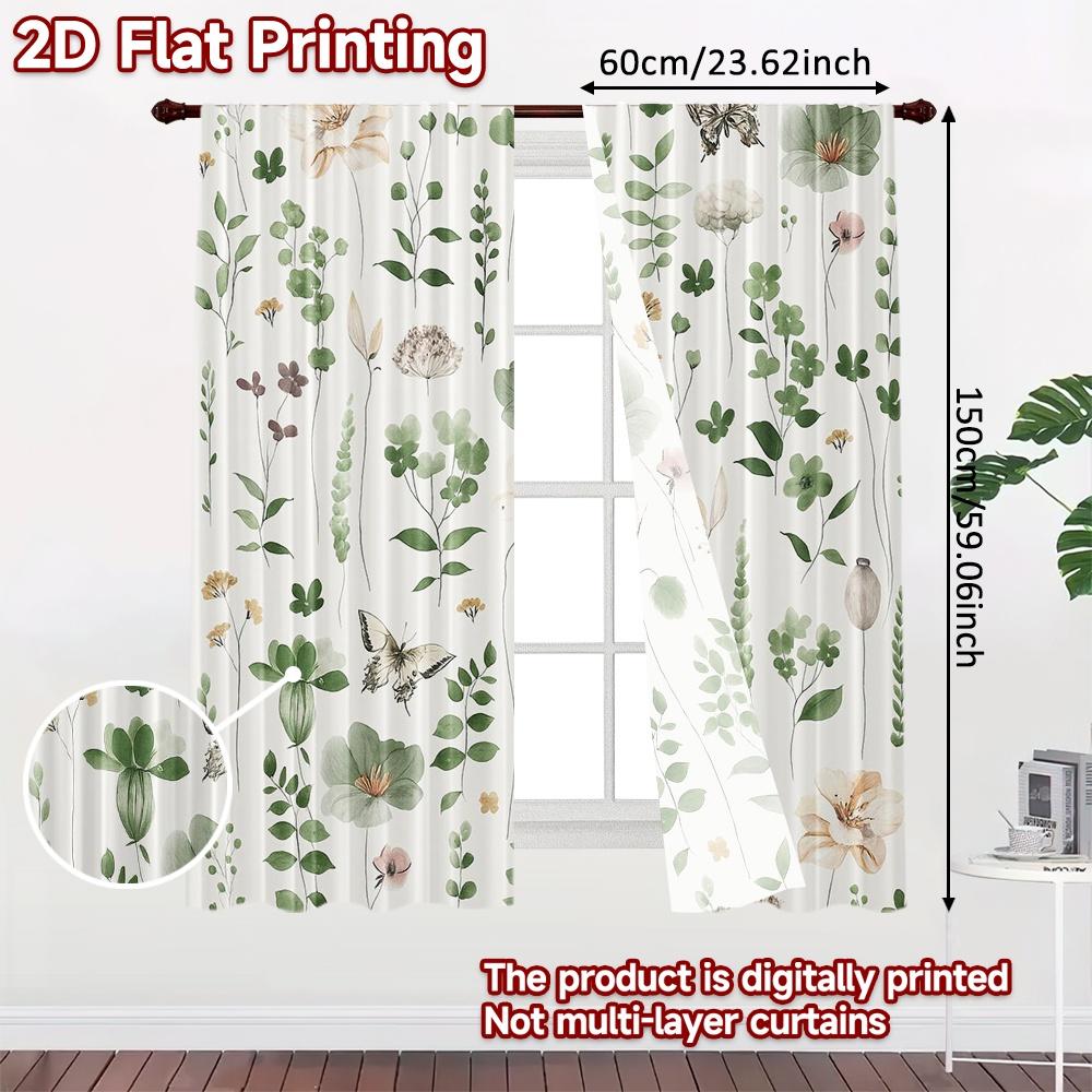 2 шт., Шторы с плоской 2D-печатью (Без Рода) Ботаническое блаженство Праздничные шторы с принтом Тканевые шторы Украшения Внутри