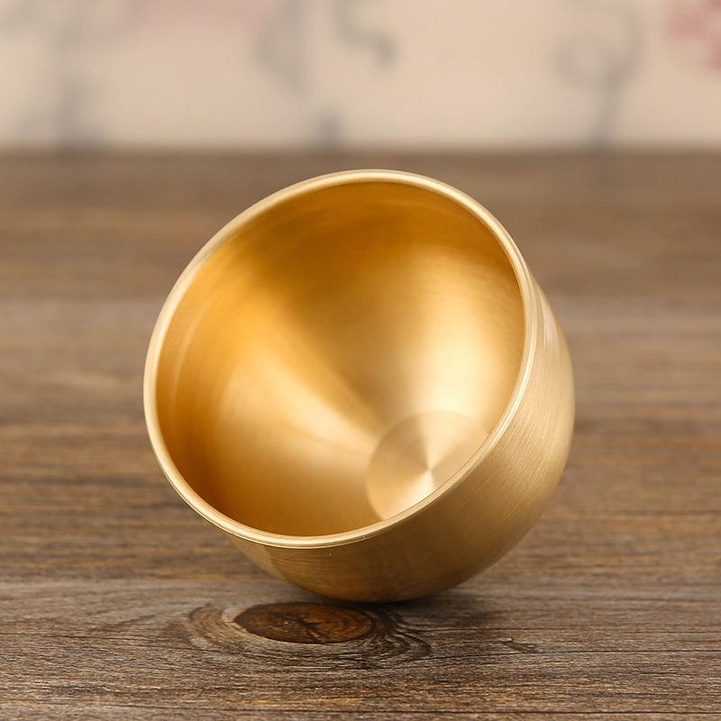 1 Pc Water Cups High-color Value of Pure Copper Small Wine Cups All Brass Traditional High-end Household Tea Cups Water Cups