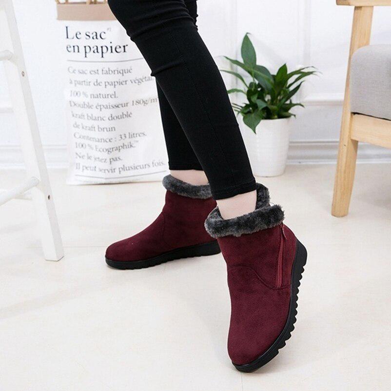 Women Fashion Winter Waterproof Ankle Rain Keep Warm Fur Footwear Boots
