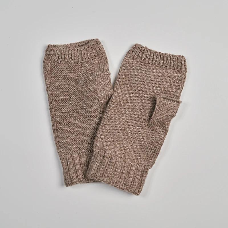 Женские зимние шерстяные вязаные митенки из кашемира, короткие, с половиной пальца, согревающие запястья, эластичные, для защиты рук, варежки для девочек