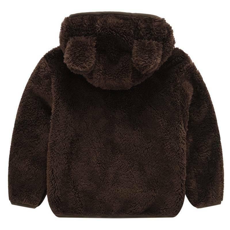 Kids Pure Color Teddy Fur Jackets Children Bear Ear Hoodies Coats Boys Girls Winter Warm Outerwear