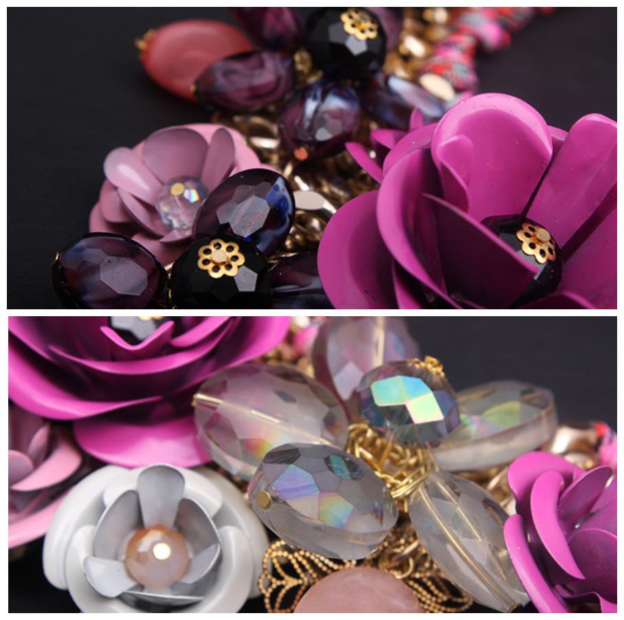 Ожерелье ручной работы с красочным цветком и драгоценным камнем из хлопчатобумажной веревки