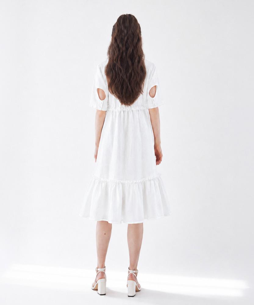 L By L White Striped Waist String Dress