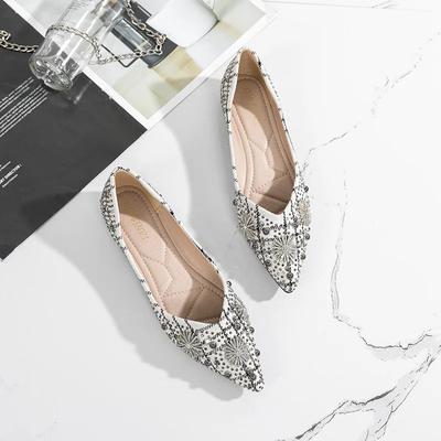 Роскошные новые популярные туфли-лодочки женские со стразами заостренные туфли на плоской подошве с мелким носком большие классические повседневные женские туфли 41-43