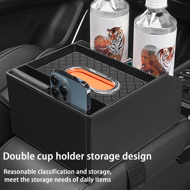 Solid Car Armrest Organizer Center Console Armrest Box Car Armrest Tissue Box Organizer For Water Bottle Cell Phone Cards