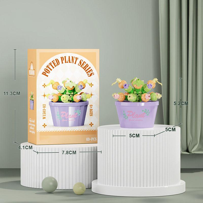 Букет Вечных Цветов Бонсай Комнатное Растение Модель Микро Строительные Блоки Украшение для Дома Головоломка Игрушки Детские Подарки на День Рождения Рождество