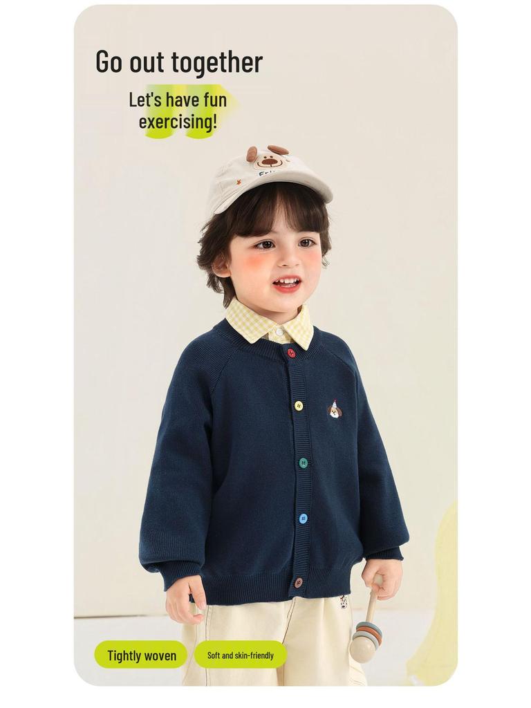 Детский вязаный кардиган Kaka Panda - Весенний наряд для мальчиков и девочек, Повседневный топ для малышей на весну и осень
